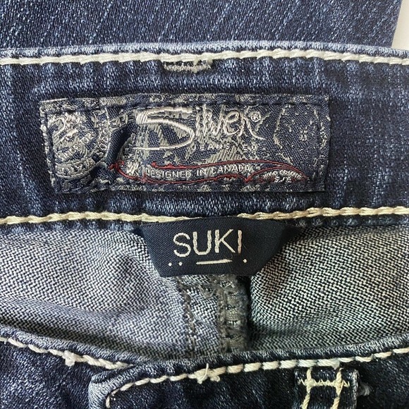 Silver Suki Jeans Sz 25 X 33 Straight Jeans Blend Western Equestrian Cowgirl - Picture 4 of 10